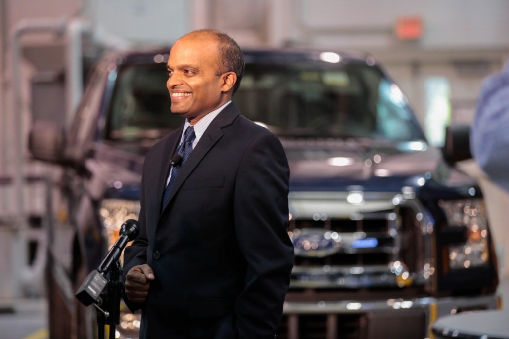 Raj Nair with the F-150 in the background.