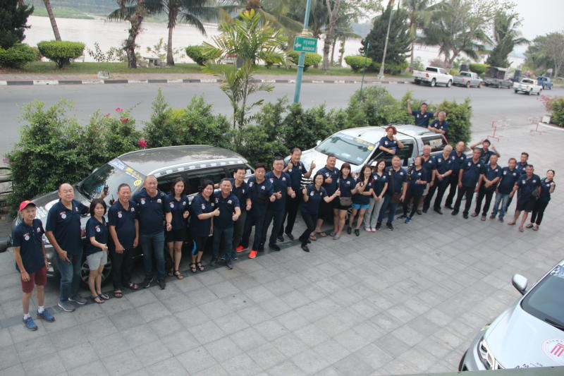 The Borneo Leisure Touring Team are posing for a group photo before departing for Chiang Khong.