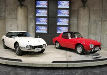 A 1968 Toyota 2000GT Model MF10 (left) and a 1965 Toyota Sports 800 Model UP15.