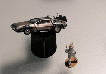 A toy model of 2015 DeLorean Time Machine with Doc Brown.