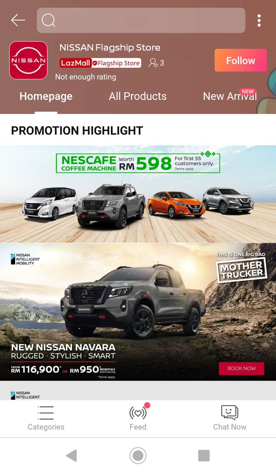 2. Nissan Flagship Store in Lazada Mobile