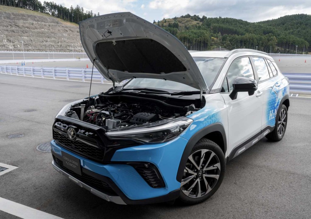 The Corolla Cross H2 Concept is powered by hydrogen.