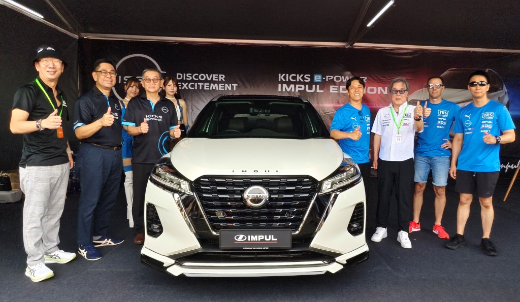 From left: Edaran Tan Chong Motor Sdn Bhd (ETCM) executive vice president Christopher Tan, Tan Chong Motor Holdings Bhd group CEO Daniel Ho, ETCM CEO Khoo Cheng Pah, Team IMPUL director Kazuki Hoshino, IMPUL Racing Team founder Kazuyoshi Hoshino, and #12 TRS IMPUL with SDG Z team drivers Bertrand Baguette and Kazuki Hiramine.