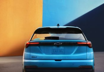 Rear view of the Bolt EV LT in Marina Blue